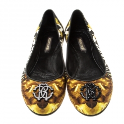 Pre Owned Roberto Cavalli Multicolor Printed Canvas Ballet Flats Size 40