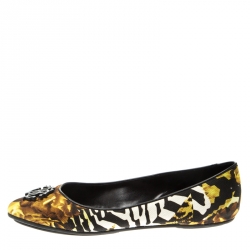 Pre Owned Roberto Cavalli Multicolor Printed Canvas Ballet Flats Size 40