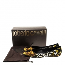 Pre Owned Roberto Cavalli Multicolor Printed Canvas Ballet Flats Size 40