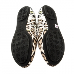 Pre Owned Roberto Cavalli Multicolor Leopard Print Canvas Ballet Flats Size 40