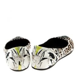 Pre Owned Roberto Cavalli Multicolor Leopard Print Canvas Ballet Flats Size 40