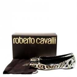 Pre Owned Roberto Cavalli Multicolor Leopard Print Canvas Ballet Flats Size 40
