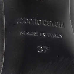 Pre Owned Roberto Cavalli Black Leather Embellished Pointed Toe Pumps Size 37