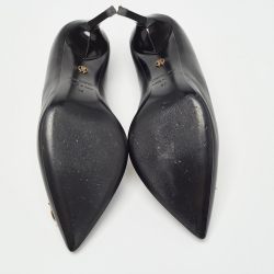 Pre Owned Roberto Cavalli Black Leather Embellished Pointed Toe Pumps Size 37