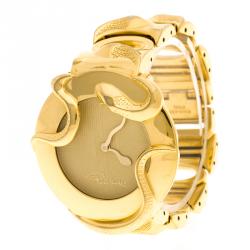 مملوكة مسبقًا Roberto Cavalli Cream Gold-Plated Stainless Steel Snake Women's Wristwatch 37 mm