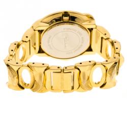 مملوكة مسبقًا Roberto Cavalli Cream Gold-Plated Stainless Steel Snake Women's Wristwatch 37 mm