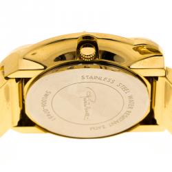 مملوكة مسبقًا Roberto Cavalli Cream Gold-Plated Stainless Steel Snake Women's Wristwatch 37 mm