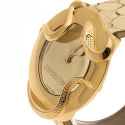 Roberto Cavalli Gold-Plated Stainless Steel Snake Women's Wristwatch 37 mm