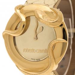 Roberto Cavalli Gold-Plated Stainless Steel Snake Women's Wristwatch 37 mm