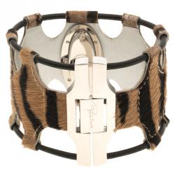 Pre Owned Roberto Cavalli Brown Stainless Steel Classsic Women's Wristwatch 38 mm