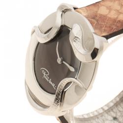 Pre Owned ساعة يد نسائية روبرتو كافالي R7251165535 ثعبان ستانلس ستيل بنية 38 مم