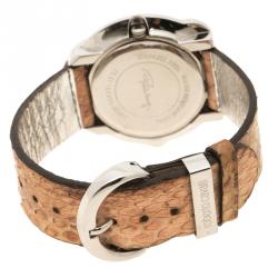 Pre Owned ساعة يد نسائية روبرتو كافالي R7251165535 ثعبان ستانلس ستيل بنية 38 مم