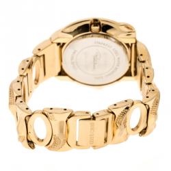 مملوكة مسبقًا ساعة يد نسائية روبرتو كافالي SWL006-07451  ثعبان ستانلس ستيل مطلية ذهب كريمية 37 مم