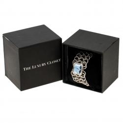 Pre Owned Roberto Cavalli Blue Stainless Steel Chain Link Women's Wristwatch 24 mm
