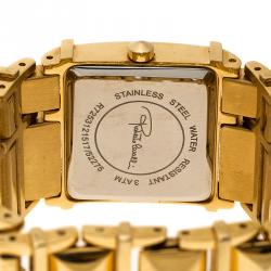 مملوكة مسبقًا Roberto Cavalli Gold Tone Stainless Steel Rectangle Women's Wristwatch 27 mm