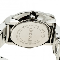 Pre Owned Roberto Cavalli Silver Stainless Steel Snake Women's Wristwatch 37 mm