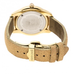 مملوكة مسبقًا ساعة يد نسائية روبرتو كافالي فاجيت ستانلس ستيل مطلي ذهب كريستال فضية 37مم