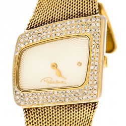 مملوكة مسبقًا Roberto Cavalli Gold Plated Stainless Steel and Diamonds Curvo Women's Wristwatch 30 mm