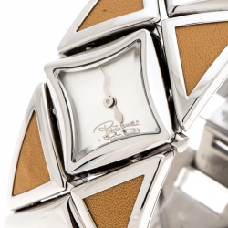 مملوكة مسبقًا ساعة يد روبرتو كافالي مثلث ستانلس ستيل فضية 27 مم