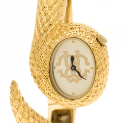 Pre Owned Roberto Cavalli Gold Plated Steel Wild Soul R7253126575 Women's Wristwatch 33 mm