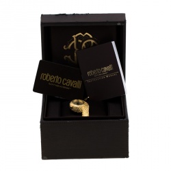 Pre Owned Roberto Cavalli Gold Plated Steel Wild Soul R7253126575 Women's Wristwatch 33 mm