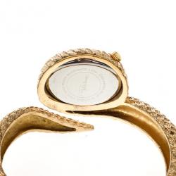 Pre Owned Roberto Cavalli Wild Soul Gold Plated Steel Womens Wrist Watch 30M