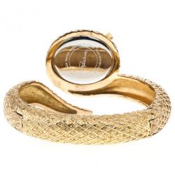Pre Owned Roberto Cavalli Wild Soul Gold Plated Steel Womens Wrist Watch 30M