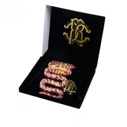 Pre Owned Roberto Cavalli Red Cleopatra Gold Plated Steel Womens Wristwatch 30M