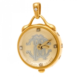 Pre Owned Roberto Cavalli Gold Plated Stainless Steel Miriam R7259148517 Pendant Watch 27 mm