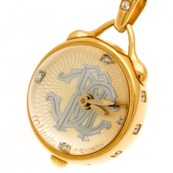 Pre Owned Roberto Cavalli Gold Plated Stainless Steel Miriam R7259148517 Pendant Watch 27 mm