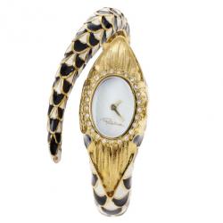مملوكة مسبقًا Roberto Cavalli Snake Flower SS Womens Wristwatch 24 MM