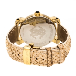 Roberto Cavalli Silver White Dial Gold Plated Stainless Steel 7251172515 Women's Wristwatch 40 mm