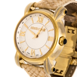 Roberto Cavalli Silver White Dial Gold Plated Stainless Steel 7251172515 Women's Wristwatch 40 mm