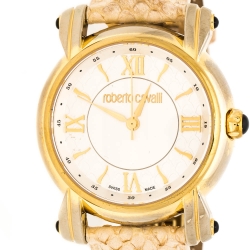 Roberto Cavalli Silver White Dial Gold Plated Stainless Steel 7251172515 Women's Wristwatch 40 mm