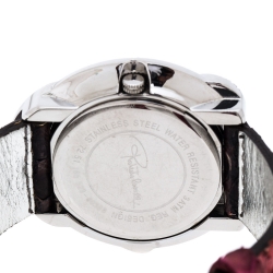Pre Owned Roberto Cavalli Maroon Stainless Steel Diamonds Snake 7251165523 Women's Wristwatch 38 mm