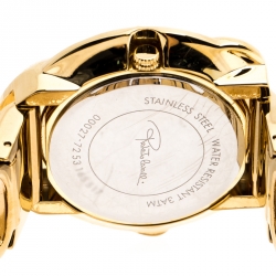 Pre Owned Roberto Cavalli Yellow Gold Plated Stainless Steel Snake Women's Wristwatch 37 mm