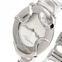 Pre Owned ساعة يد نسائية روبرتو كافالي ثعبان ستانلس ستيل فضية 38 مم