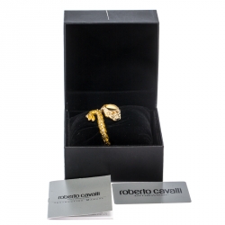 Pre Owned Roberto Cavalli Yellow Gold Plated Stainless Steel Eva Snake 7253126017 Women's Wristwatch 18 mm