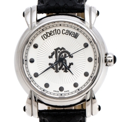 Pre Owned ساعة يد نسائية روبرتو كافالي انيفيرساري كولكشن 7251172615 ستانلس ستيل فضية 40 مم