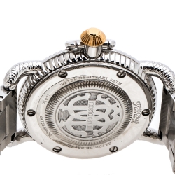 Pre Owned Roberto Cavalli By Franck Muller Silver White Two-Tone Stainless Steel 1L016 Women's Wristwatch 36 mm