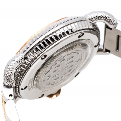 Pre Owned Roberto Cavalli By Franck Muller Silver White Two-Tone Stainless Steel 1L016 Women's Wristwatch 36 mm