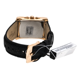 Pre Owned Roberto Cavalli Black Rose Gold Plated Stainless Steel Tomahawk R7251900125 Unisex Wristwatch 31 mm