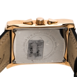 Pre Owned Roberto Cavalli Black Rose Gold Plated Stainless Steel Tomahawk R7251900125 Unisex Wristwatch 31 mm