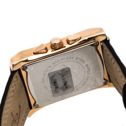 Pre Owned Roberto Cavalli Black Rose Gold Plated Stainless Steel Tomahawk R7251900125 Unisex Wristwatch 31 mm