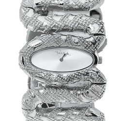 Pre Owned Roberto Cavalli Silver Stainless Steel Cleopatra R7253195515 Women's Wristwatch 40 mm