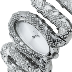 Pre Owned Roberto Cavalli Silver Stainless Steel Cleopatra R7253195515 Women's Wristwatch 40 mm