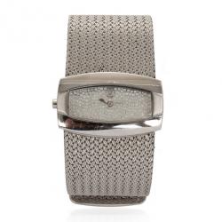 Roberto Cavalli Pave Ellisse Silver Plated Womens Bracelet Wristwatch 40 MM