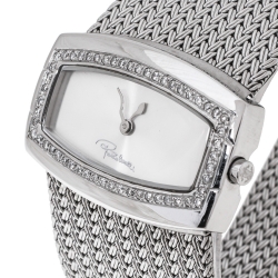 Pre Owned Roberto Cavalli Silver Stainless Steel Diamond Ellisse R72533114515 Women's Wristwatch 40 mm