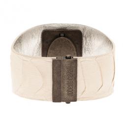 Pre Owned Roberto Cavalli Mother of Pearl Stainless Steel Oval Cuff Women's Wristwatch 53MM