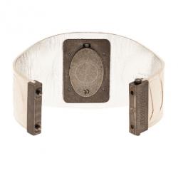 Pre Owned Roberto Cavalli Mother of Pearl Stainless Steel Oval Cuff Women's Wristwatch 53MM